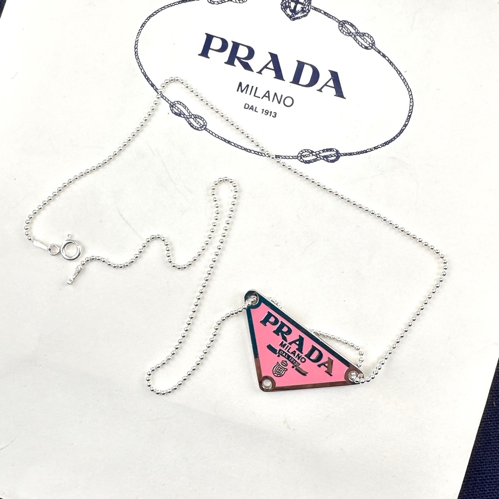 Prada Pink Triangle Necklace - Picture 2 of 13